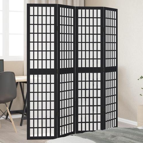 vidaXL Kamerscherm met 4 panelen massief paulowniahout zwart, Huis en Inrichting, Woonaccessoires | Overige, Nieuw, Verzenden
