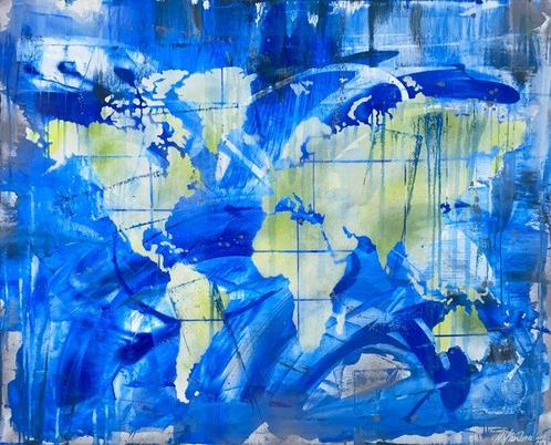 Parscha Mirghawameddin - World Map N°134  XXL, Antiek en Kunst, Kunst | Schilderijen | Modern
