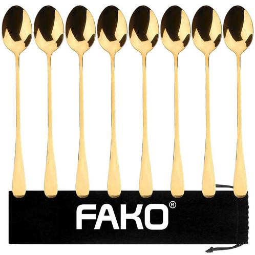 Fako Bijoux® - 8 Lange Lepels - Latte Macchiato - Longdrink, Huis en Inrichting, Keuken | Bestek, Verzenden