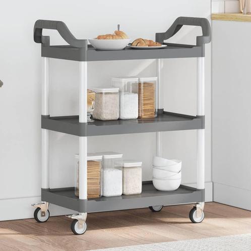 vidaXL Trolley 3-laags 81x41x92 cm aluminium grijs, Huis en Inrichting, Keuken | Keukenbenodigdheden, Nieuw, Verzenden