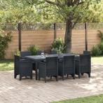 vidaXL 9-delige tuin eetset met kussens in antraciet poly, Tuin en Terras, Tuintafels, Verzenden, Nieuw