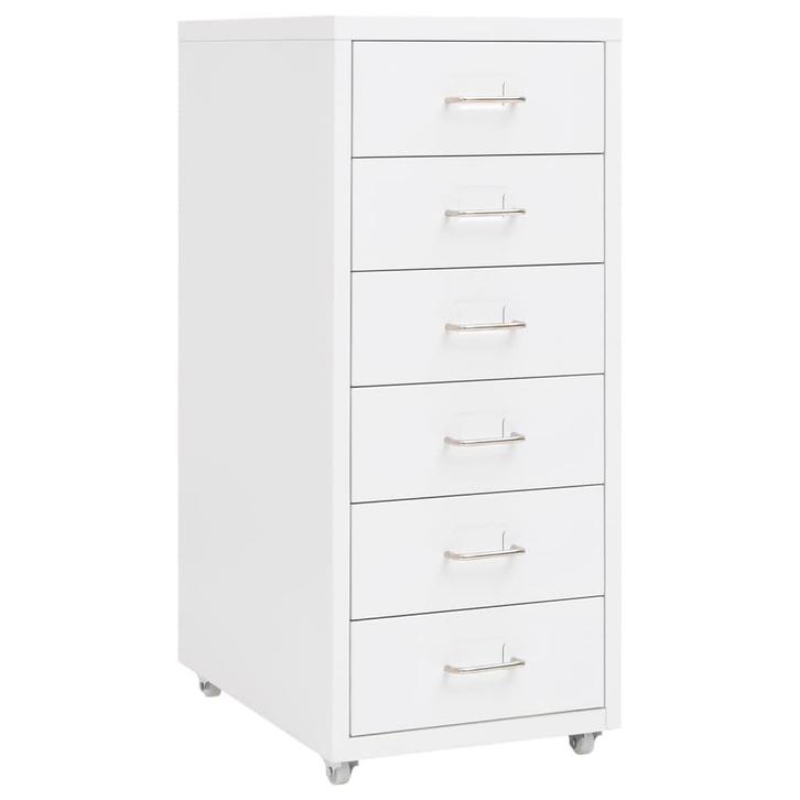vidaXL Ladeblok verrijdbaar 28x41x69 cm metaal wit, Huis en Inrichting, Kasten | Overige, Nieuw, Verzenden
