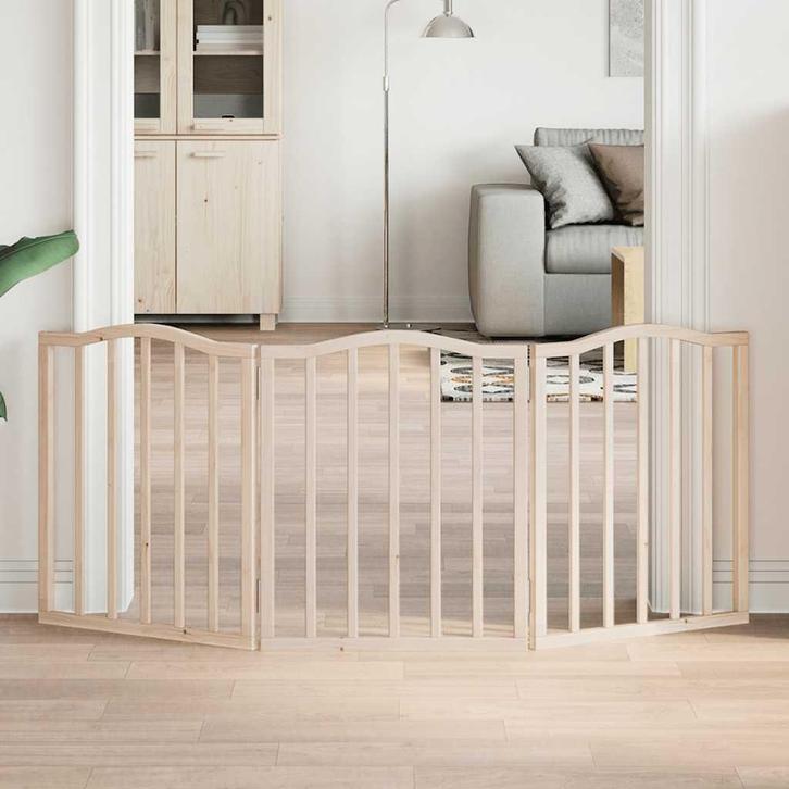 vidaXL Hondenhek inklapbaar 3 panelen 150 cm populierenhout, Dieren en Toebehoren, Hondenbenches, Nieuw, Verzenden