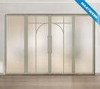 Dubbele stalen taatsdeur met glaspanelen Kiezelgrijs 5 Vlaks, Doe-het-zelf en Bouw, Nieuw, Metaal, Overige typen