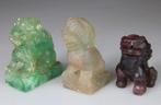 Set van Chinese zegels, beeldhouwwerken, leeuwen - Fluoriet
