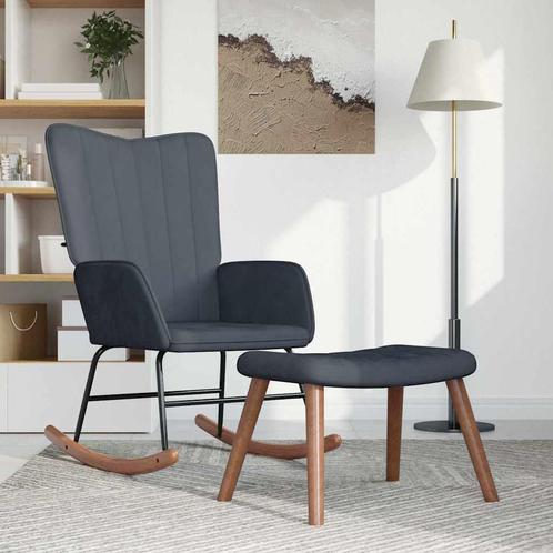 vidaXL Schommelstoel met voetenbank fluweel donkergrijs, Huis en Inrichting, Stoelen, Nieuw, Verzenden