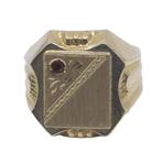 Zegelring - 18 karaat Geel goud - 0.06ct. tw. Robijn, Handtassen en Accessoires, Antieke sieraden