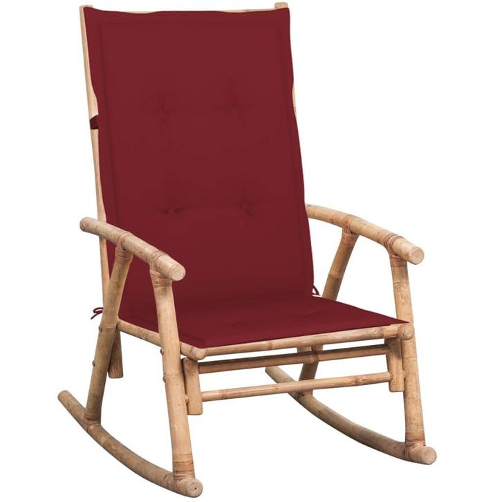 vidaXL Schommelstoel met kussen bamboe, Tuin en Terras, Tuinstoelen, Nieuw, Verzenden