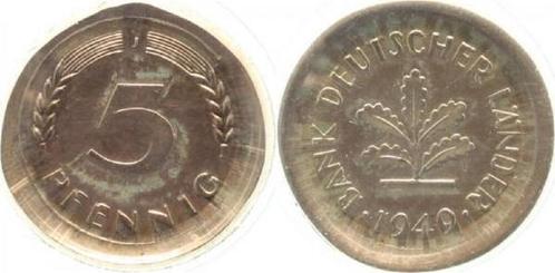 Duitsland Proben 5 Pfennig 1949j Vs Rs auf zilver Ronde 2..., Timbres & Monnaies, Monnaies | Europe | Monnaies non-euro, Envoi