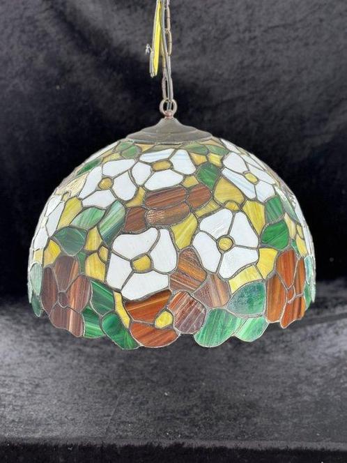 Tiffany-Stil – Bunte Hängelampe aus Glas mit Blumenmuster -, Antiek en Kunst, Curiosa en Brocante