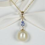 Zonder minimumprijs - Hanger - 14 karaat Geel goud Saffier -