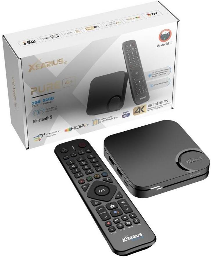 Xsarius Pure 4+ UHD - plus versie - 4K Android 14 Media Play, Audio, Tv en Foto, Schotelantennes, Nieuw, Ophalen of Verzenden