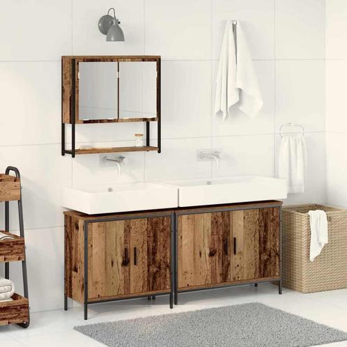 vidaXL Badkamermeubel Set 3 pcs Bruin 80 x 30 x 44 cm, Huis en Inrichting, Badkamer | Badkamermeubels, Nieuw, Verzenden