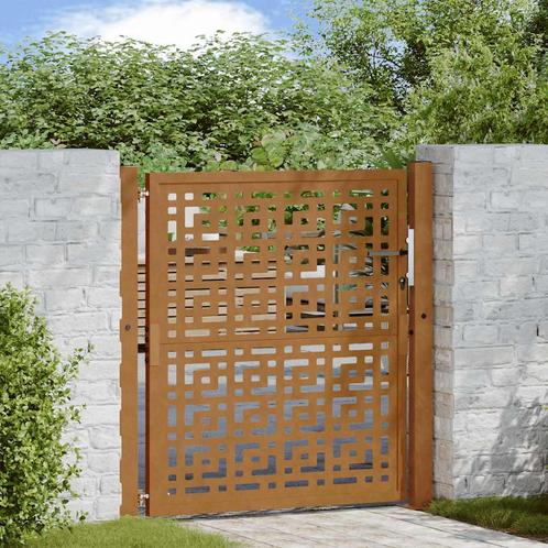 vidaXL Poort met kruisontwerp 105x105 cm weervast staal, Tuin en Terras, Tuinpoorten, Nieuw, Verzenden