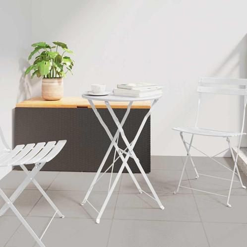 vidaXL Bistrotafel Wit Ø50x71 cm Poedergecoat staal, Tuin en Terras, Tuintafels, Nieuw, Verzenden