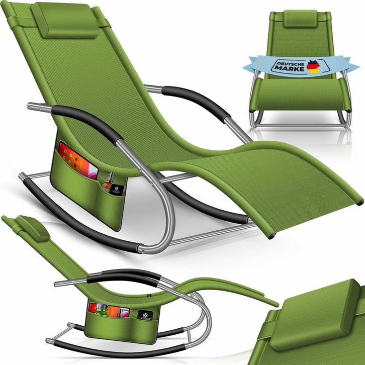 Ligbed - Ligstoel - Zonnebed - Relaxstoel - Khaki - KESSER®, Tuin en Terras, Ligbedden, Nieuw, Verzenden