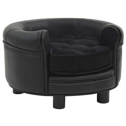 vidaXL Hondenbank 48x48x32 cm pluche en kunstleer zwart, Dieren en Toebehoren, Honden-accessoires, Nieuw, Verzenden