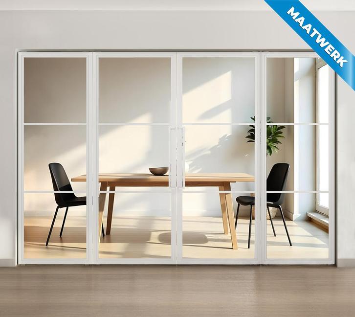 Dubbele stalen taatsdeur met glaspaneel, 3 vlaks, wit, helde, Doe-het-zelf en Bouw, Deuren en Vliegenramen, Overige typen, Nieuw