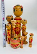 Verzameling van 10 Japanse Kokeshi-poppen – Showa-periode –