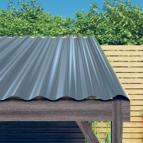 vidaXL Dakpanelen 12 st 100x36 cm gepoedercoat staal grijs, Doe-het-zelf en Bouw, Dakpannen en Dakbedekking, Nieuw, Verzenden