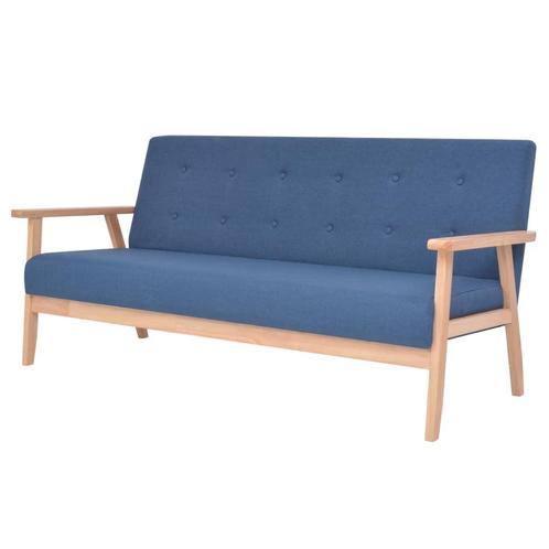 vidaXL Driezitsbank stof blauw, Huis en Inrichting, Zetels | Zetels, Nieuw, Verzenden