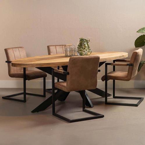 Mangohouten Eettafel Ovaal Oscar 300x130 cm (6cm), Huis en Inrichting, Tafels | Eettafels, 100 tot 150 cm, 200 cm of meer, Ovaal