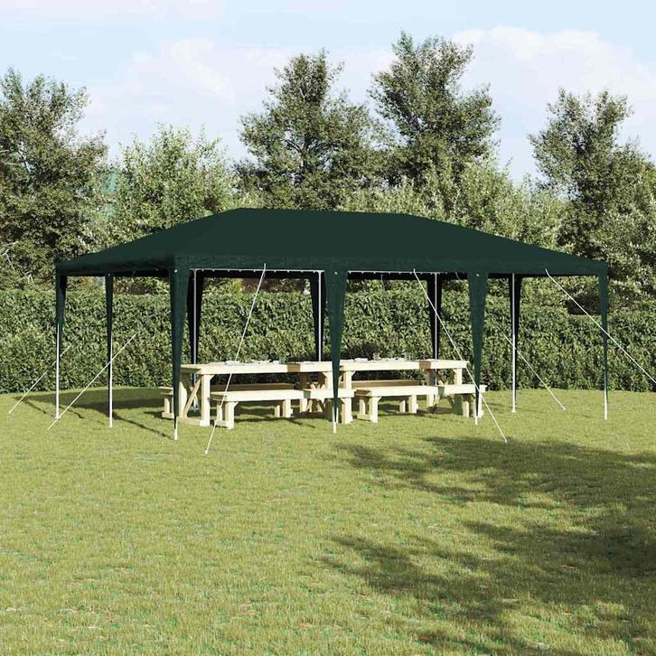 vidaXL Partytent Groen en Wit 400 x 600 x 270 cm Polyester, Tuin en Terras, Partytenten, Nieuw, Verzenden