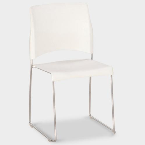 Patra sting kantinestoel, wit, sledeframe, vaste zithoogte, Huis en Inrichting, Stoelen, Gebruikt, Ophalen of Verzenden