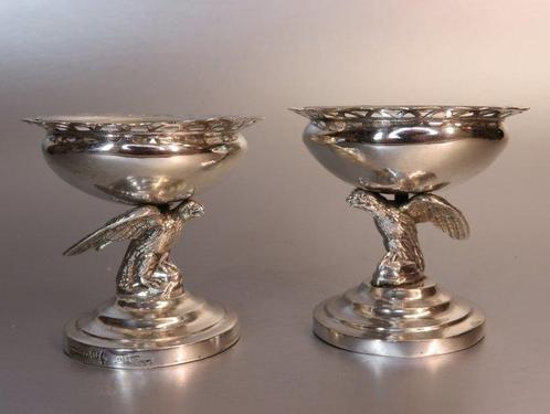 Zoutvat (2) - 13 Loth = .812 Silver - Zoutvat met adelaar,, Antiek en Kunst, Antiek | Zilver en Goud