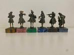 Miniatuur beeldje - Gruppo di 6 statuine in bronzo con base, Antiek en Kunst
