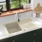 vidaXL Ãvier de cuisine Granit Seul lavabo Beige, Verzenden