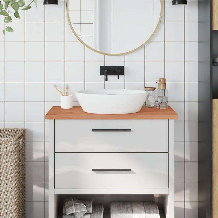 vidaXL Wastafelblad 80x40x2,5 cm massief beukenhout, Huis en Inrichting, Keuken | Keukenelementen, Nieuw, Verzenden