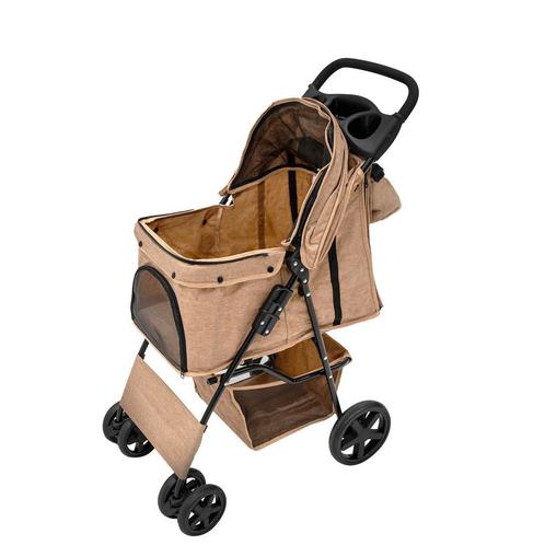 Huisdierenwagen met regenhoes en organizer tas - Beige, Animaux & Accessoires, Accessoires pour chiens, Envoi