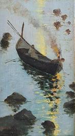 Eduardo Dalbono (1841-1915) - Marina con barca e pescatore