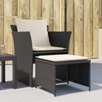 vidaXL Tuinstoel met voetenbank poly rattan zwart, Tuin en Terras, Verzenden, Nieuw