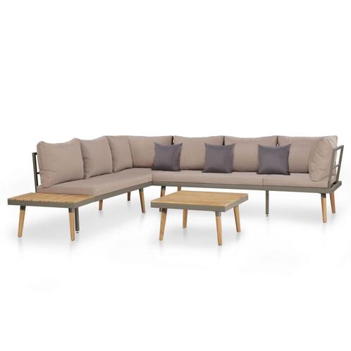 vidaXL 4-delige Loungeset met kussens massief acaciahout, Tuin en Terras, Tuinsets en Loungesets, Loungeset, Nieuw, Verzenden