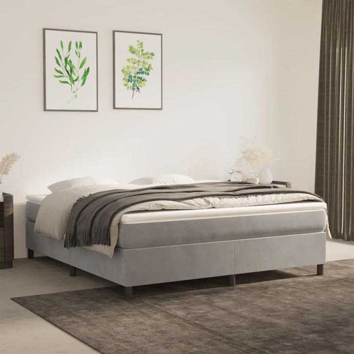 vidaXL Bedframe zonder matras 180x200 cm fluweel lichtgrijs, Huis en Inrichting, Slaapkamer | Bedden, Nieuw, Verzenden