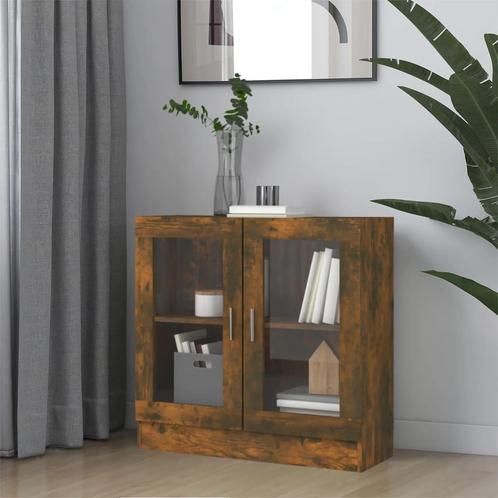 vidaXL Vitrinekast 82,5x30,5x80 cm bewerkt hout gerookt, Huis en Inrichting, Kasten | Boekenkasten, Nieuw, Verzenden