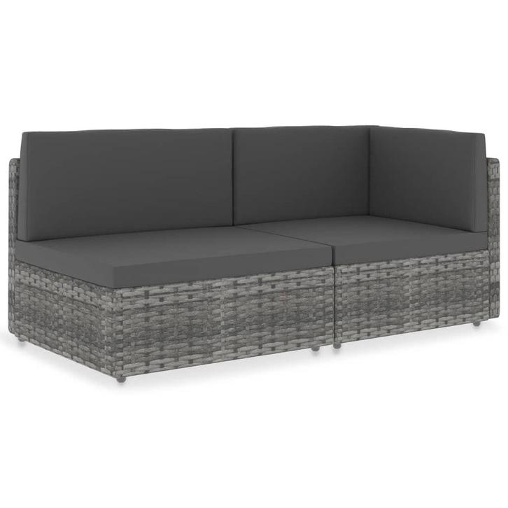 vidaXL Tweezitsbank sectioneel poly rattan grijs, Tuin en Terras, Tuinsets en Loungesets, Nieuw, Verzenden