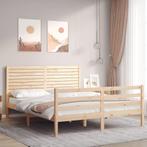 vidaXL Bedframe met hoofdbord massief hout, Huis en Inrichting, Slaapkamer | Bedden, Verzenden, Nieuw