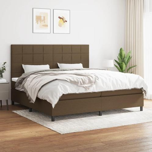 vidaXL Boxspring met matras stof donkerbruin 200x200 cm, Huis en Inrichting, Slaapkamer | Bedden, Nieuw, Verzenden