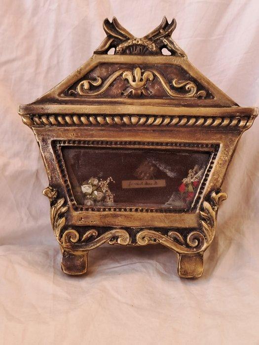 Reliekhouder - Brons, Hout, Textiel - 1800-1850 - Cofanetto, Antiek en Kunst, Kunst | Niet-Westerse kunst