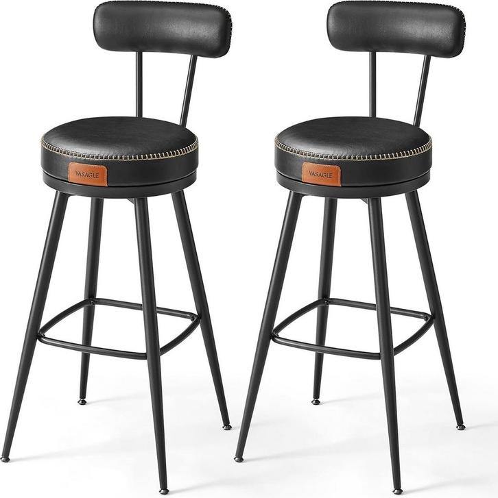 2x Barkruk met draaibare stoel - met rugleuning - metaal, Huis en Inrichting, Barkrukken, Verzenden