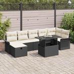 vidaXL Tuinbank Set met kussen met opslag 8 pcs Zwart Poly, Tuin en Terras, Verzenden, Nieuw