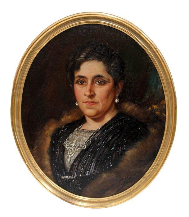 Federico Molina Albero (1905-1981) - Retrato de dama con, Antiek en Kunst, Kunst | Schilderijen | Klassiek