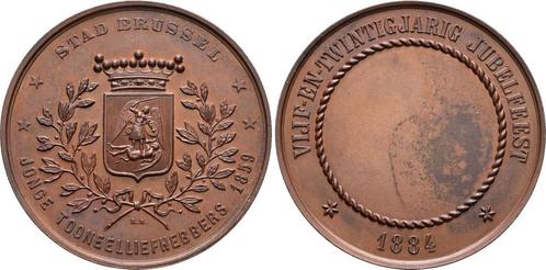 Brons medaille 1884 Belgie Leopold Ii 1865-1909, Timbres & Monnaies, Pièces & Médailles, Envoi
