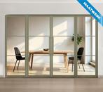 Dubbele stalen taatsdeur met glaspaneel, 3 vlaks, olijfgroen, Doe-het-zelf en Bouw, Nieuw, Metaal, Overige typen