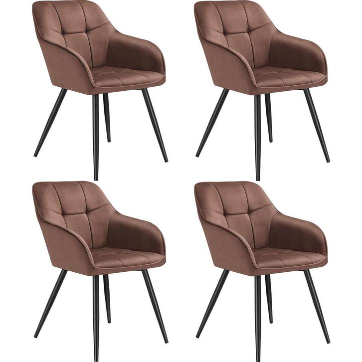 tectake Eetkamerstoel Marilyn, fluweeloptiek, gestikt patroo, Huis en Inrichting, Stoelen, Verzenden