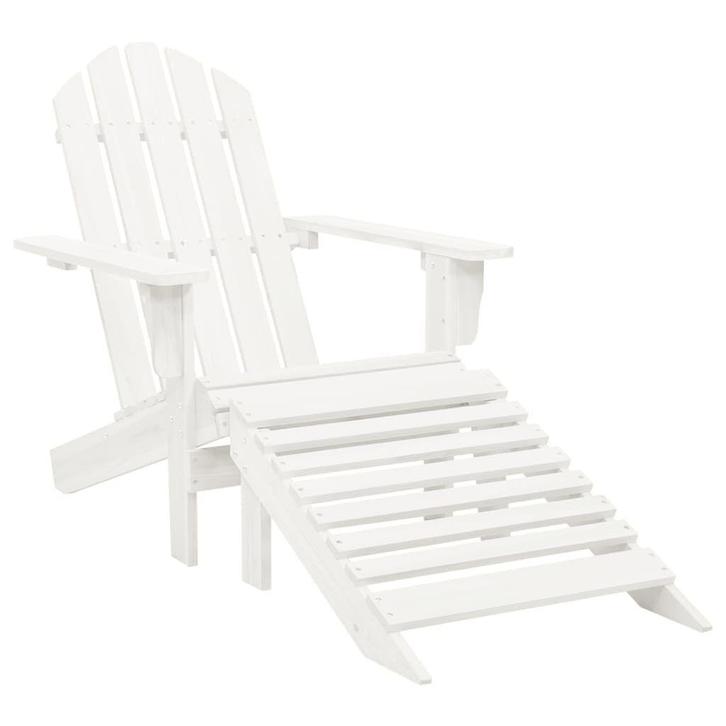 Tuinstoel Wit Hout met Voetenbank | OP=OP | Retour Deal, Tuin en Terras, Tuinstoelen, Nieuw, Hout, Verzenden