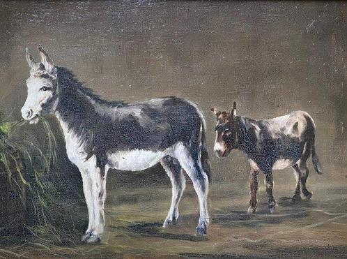 Filippo Palizzi (1818-1899), maniera di - Due Asini - NO, Antiek en Kunst, Kunst | Schilderijen | Klassiek